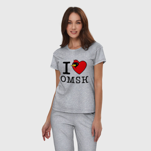 Женская пижама хлопок I love Omsk - Я люблю Омск, цвет меланж - фото 3