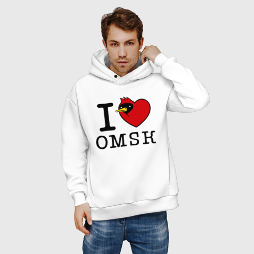 Мужское худи Oversize хлопок I love Omsk - Я люблю Омск - фото 3