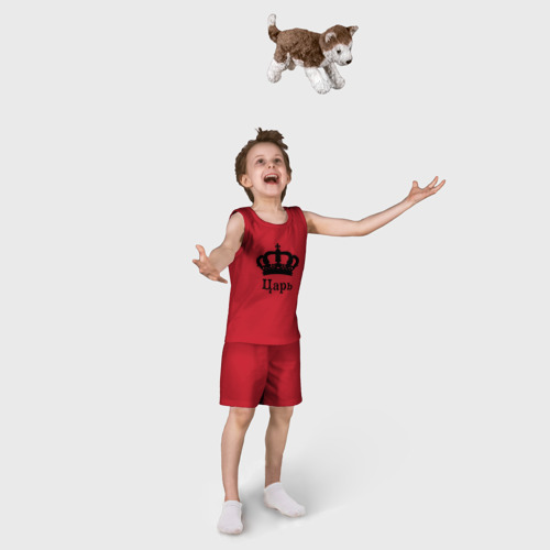 Детская пижама с шортами хлопок Царь парные, цвет красный - фото 5