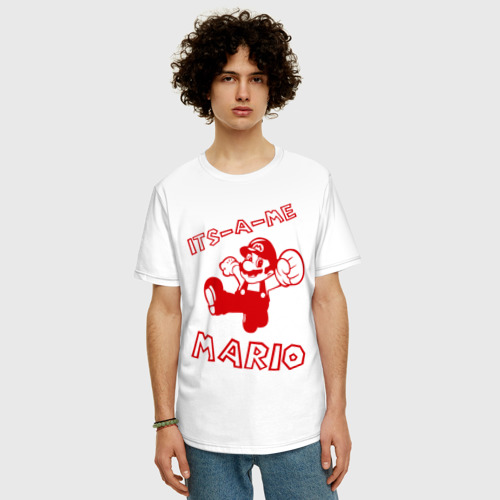 Мужская футболка хлопок Oversize Its-a-me Mario, цвет белый - фото 3