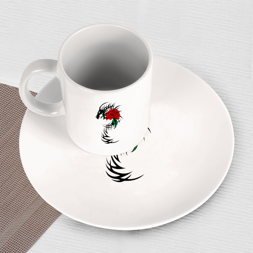 Набор: тарелка + кружка Дракон и роза - фото 3