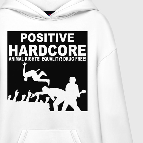 Худи SuperOversize хлопок Positive Hardcore, цвет белый - фото 3