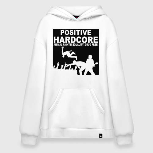 Худи SuperOversize хлопок Positive Hardcore, цвет белый