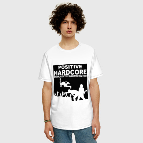 Мужская футболка хлопок Oversize Positive Hardcore, цвет белый - фото 3