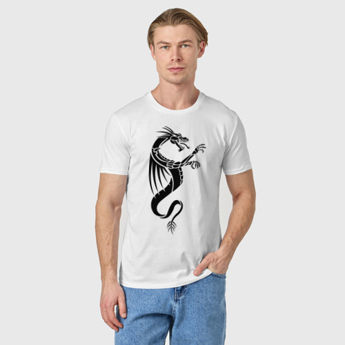 Мужская футболка хлопок тату-дракон2, цвет белый - фото 3