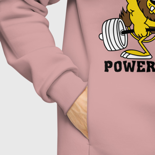 Мужское худи Oversize хлопок Лев Powerlifting, цвет пыльно-розовый - фото 8