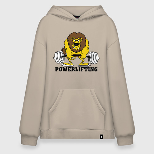 Худи SuperOversize хлопок Лев Powerlifting, цвет миндальный