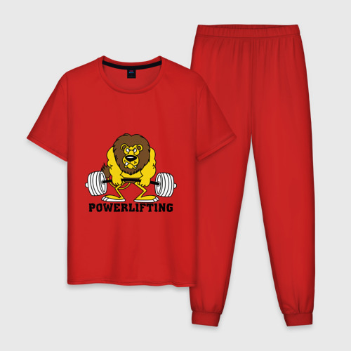 Мужская пижама хлопок Лев Powerlifting, цвет красный