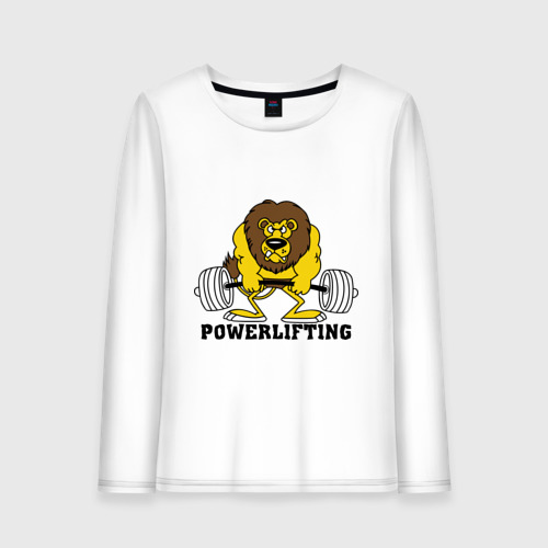 Женский лонгслив хлопок Лев Powerlifting, цвет белый