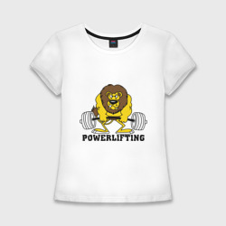 Женская футболка хлопок Slim Лев Powerlifting