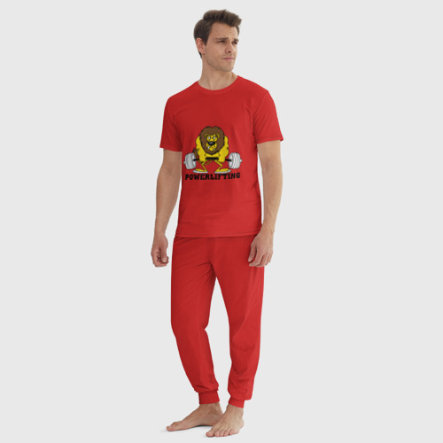 Мужская пижама хлопок Лев Powerlifting, цвет красный - фото 5