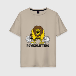 Женская футболка хлопок Oversize Лев Powerlifting