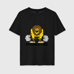 Женская футболка хлопок Oversize Лев Powerlifting