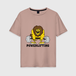 Женская футболка хлопок Oversize Лев Powerlifting