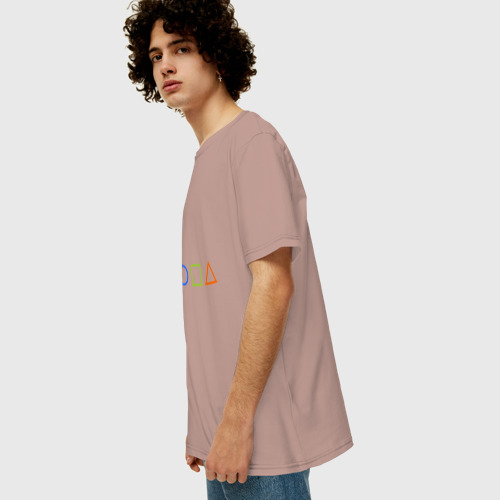 Мужская футболка хлопок Oversize Жопа геометрическая, цвет пыльно-розовый - фото 5