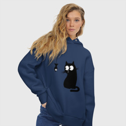 Женское худи Oversize хлопок Кот и рыба - фото 2