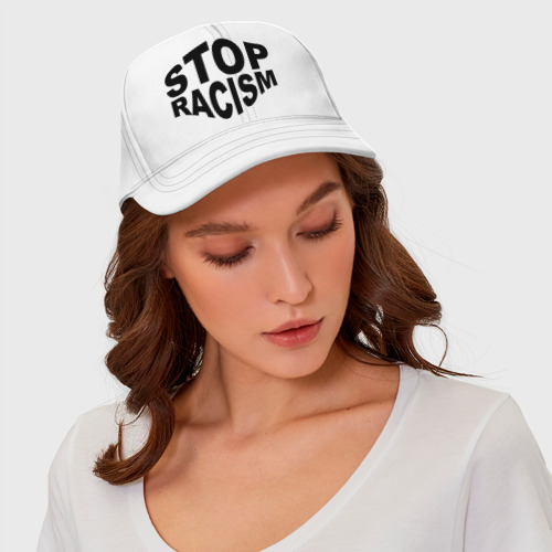 Бейсболка Stop racism, цвет белый - фото 4