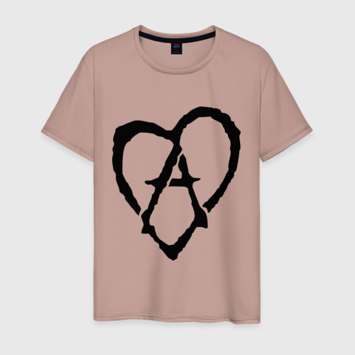 Мужская футболка хлопок Анархия в сердце, цвет пыльно-розовый