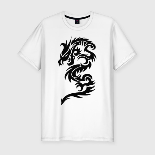 Мужская футболка хлопок Slim тату-дракон9, цвет белый