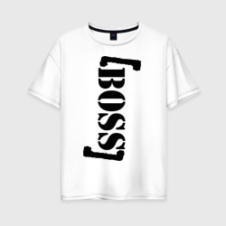 [Boss] босс – Женская футболка хлопок Oversize с принтом купить со скидкой в -16%