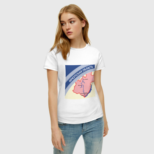 Женская футболка хлопок Иркутская область, цвет белый - фото 3