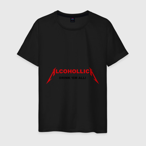 Мужская футболка хлопок Alcohollica, цвет черный