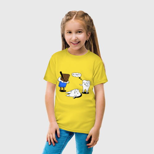 Детская футболка хлопок Шоколад и зубы, цвет желтый - фото 5