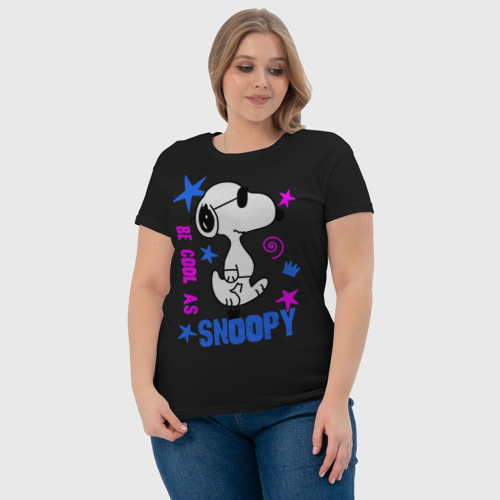 Женская футболка хлопок Be cool as Snoopy, цвет черный - фото 6