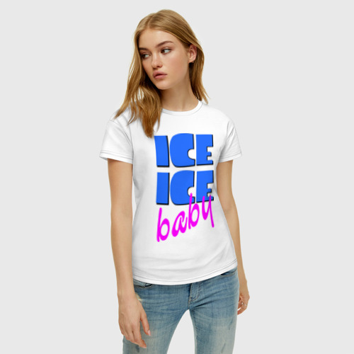 Женская футболка хлопок Айс бэби, цвет белый - фото 3