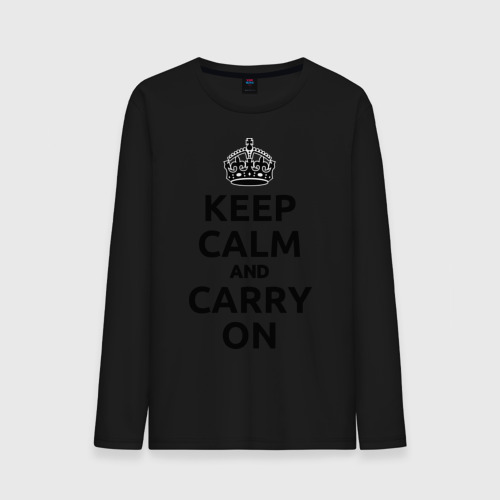 Мужской лонгслив хлопок Keep calm and carry on, цвет черный