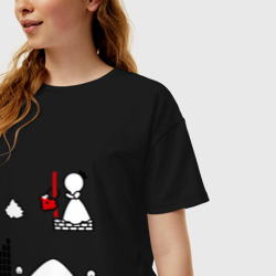 Женская футболка хлопок Oversize Как он нашел ключик к моему сердцу - pixel love - фото 2