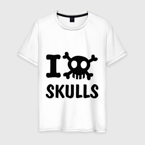 Мужская футболка хлопок Love skulls, цвет белый