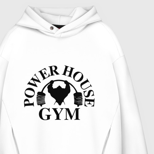 Мужское худи Oversize хлопок Power House Gym, цвет белый - фото 4