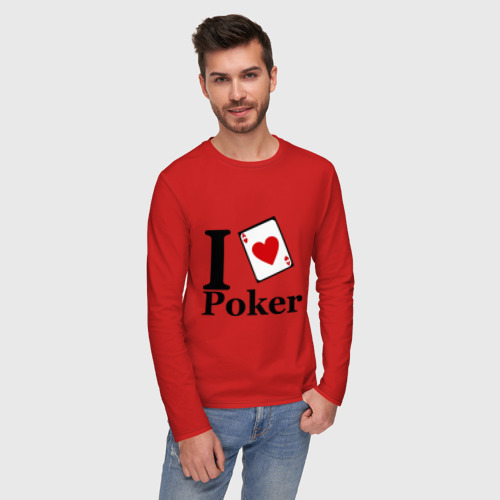 Мужской лонгслив хлопок poker love, цвет красный - фото 3