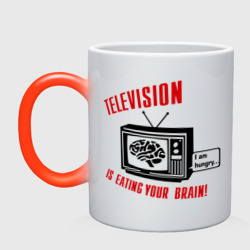 Кружка хамелеон Телевидение ест твой мозг
