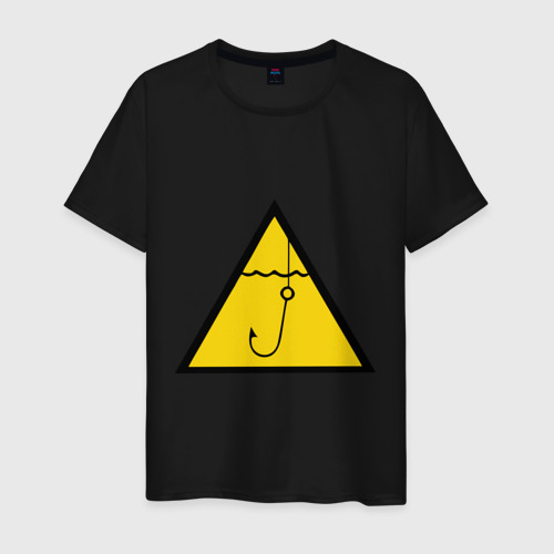 Мужская футболка хлопок Значок рыбака, цвет черный