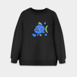 Женский свитшот oversize без начеса хлопок Ловись рыбка