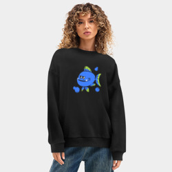 Женский свитшот oversize без начеса хлопок Ловись рыбка - фото 2