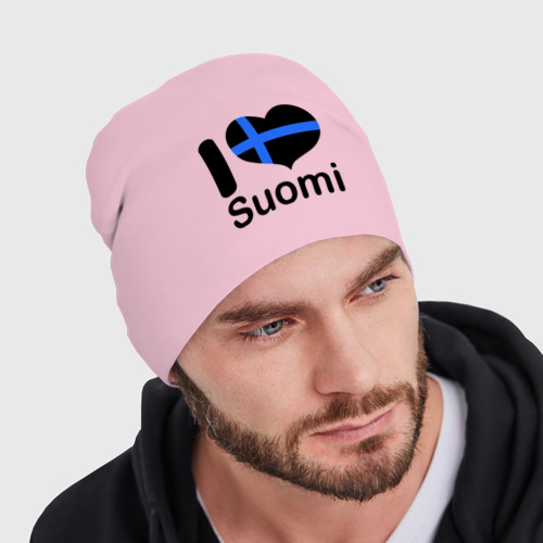 Мужская шапка демисезонная Love Suomi, цвет светло-розовый - фото 3