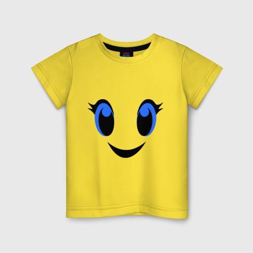 Детская футболка хлопок Милое личико улыбается, цвет желтый
