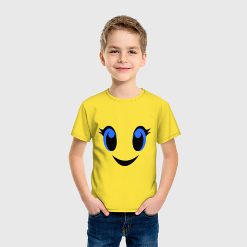 Детская футболка хлопок Милое личико улыбается, цвет желтый - фото 3