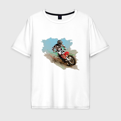 Мужская футболка хлопок Oversize MOTO X, цвет белый