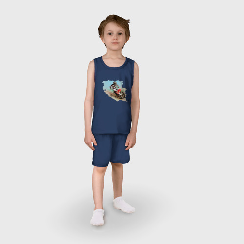 Детская пижама с шортами хлопок MOTO X, цвет темно-синий - фото 3