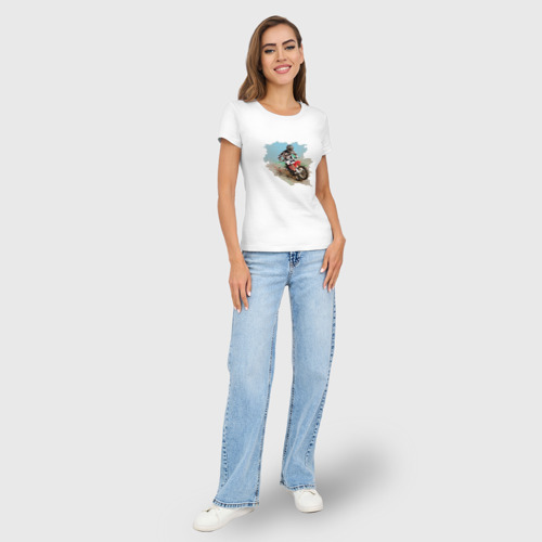 Женская футболка хлопок Slim MOTO X, цвет белый - фото 5