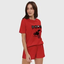 Женская пижама с шортиками хлопок На байке классно - фото 2