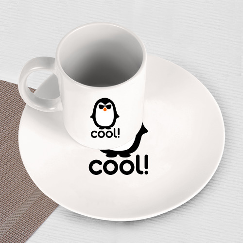 Набор: тарелка + кружка Стильный клевый крутой пингвин - фото 3