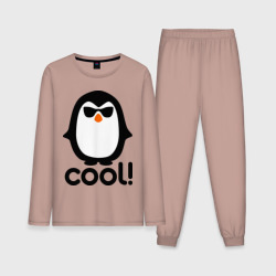 Мужская пижама с лонгсливом хлопок Стильный клевый крутой пингвин