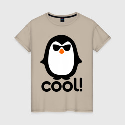 Женская футболка хлопок Стильный клевый крутой пингвин