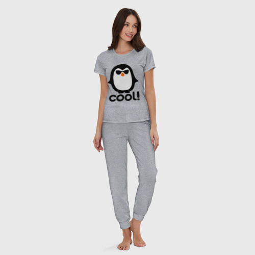 Женская пижама хлопок Стильный клевый крутой пингвин, цвет меланж - фото 5