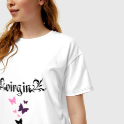 Женская футболка хлопок Oversize Девственница и бабочки - фото 2